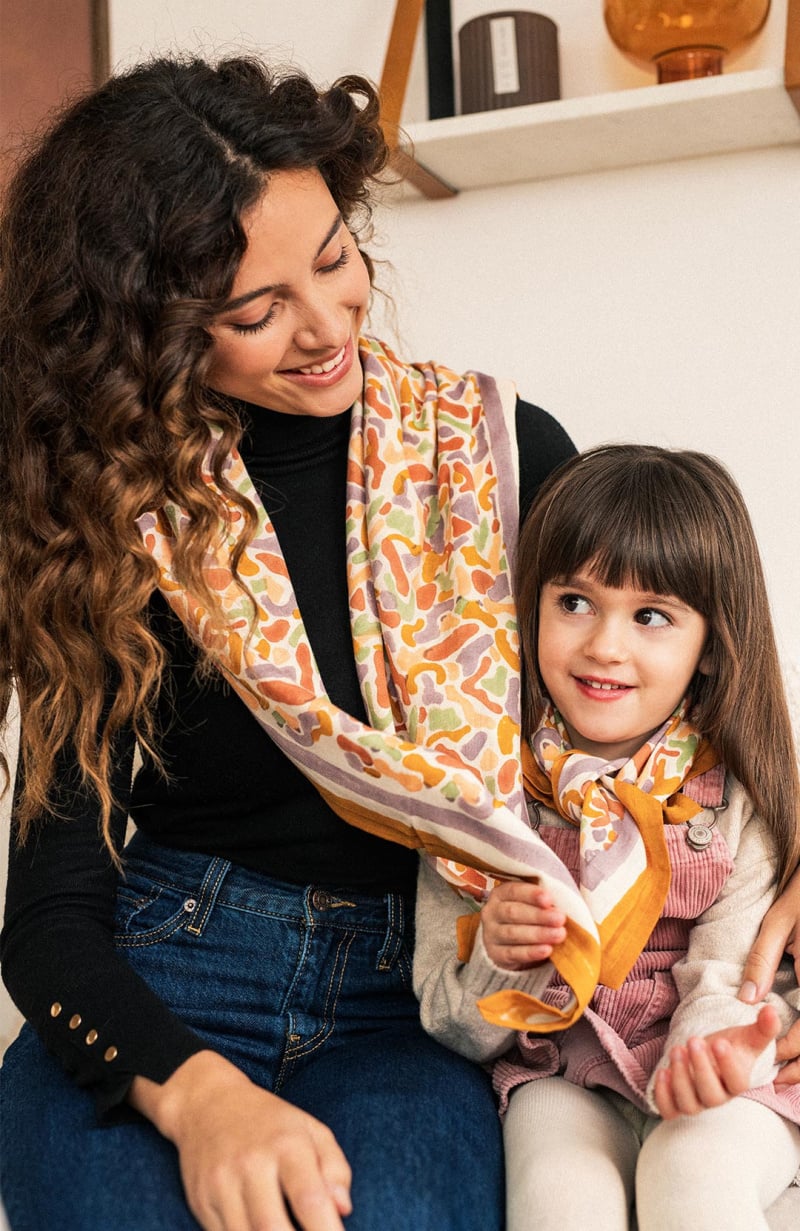 Foulard duo Formes colorées - Ocre - 2