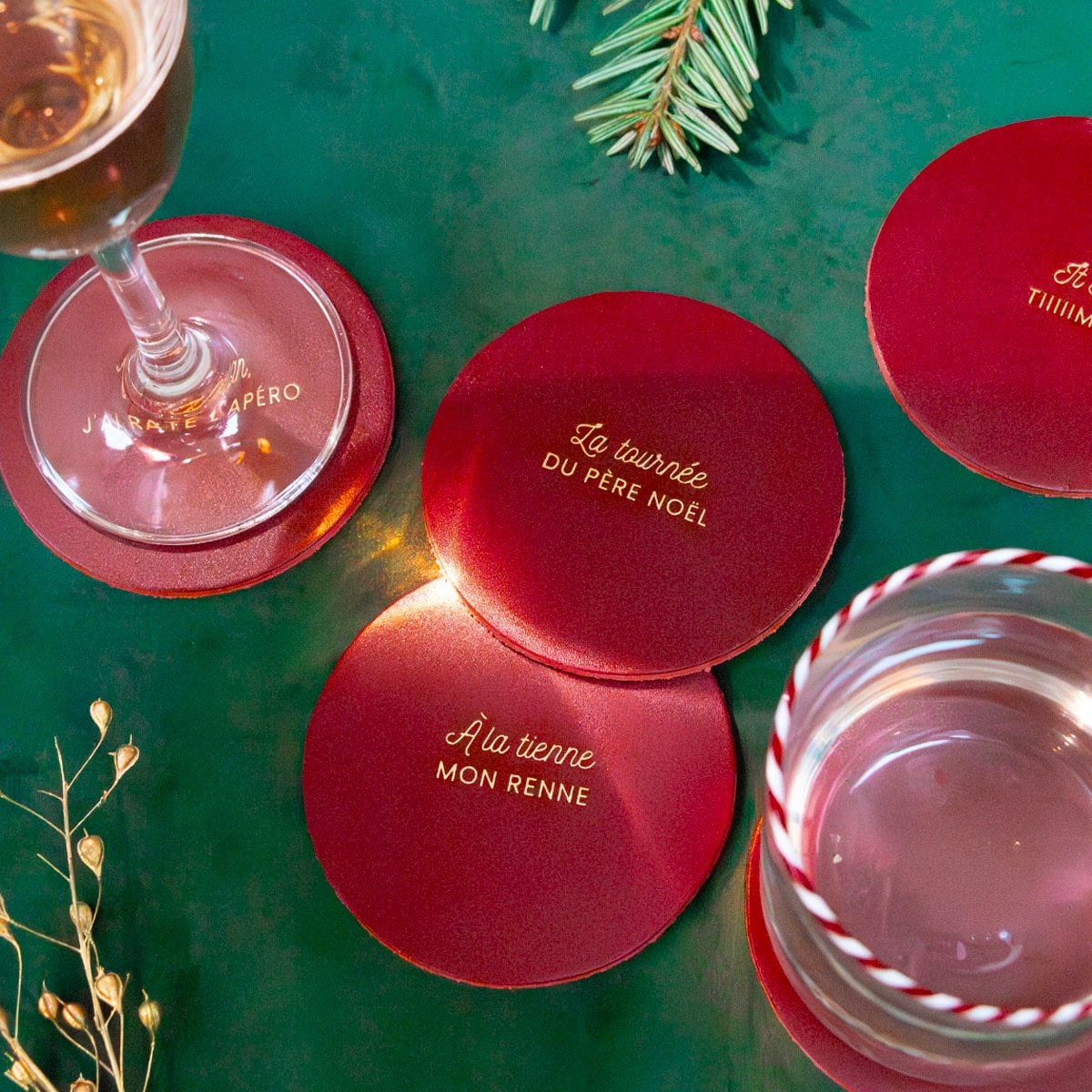 Dessous de verre de Noël en cuir - Expressions - 2