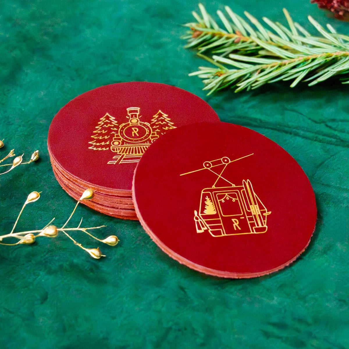 Dessous de verre de Noël en cuir - Illustrations - 1