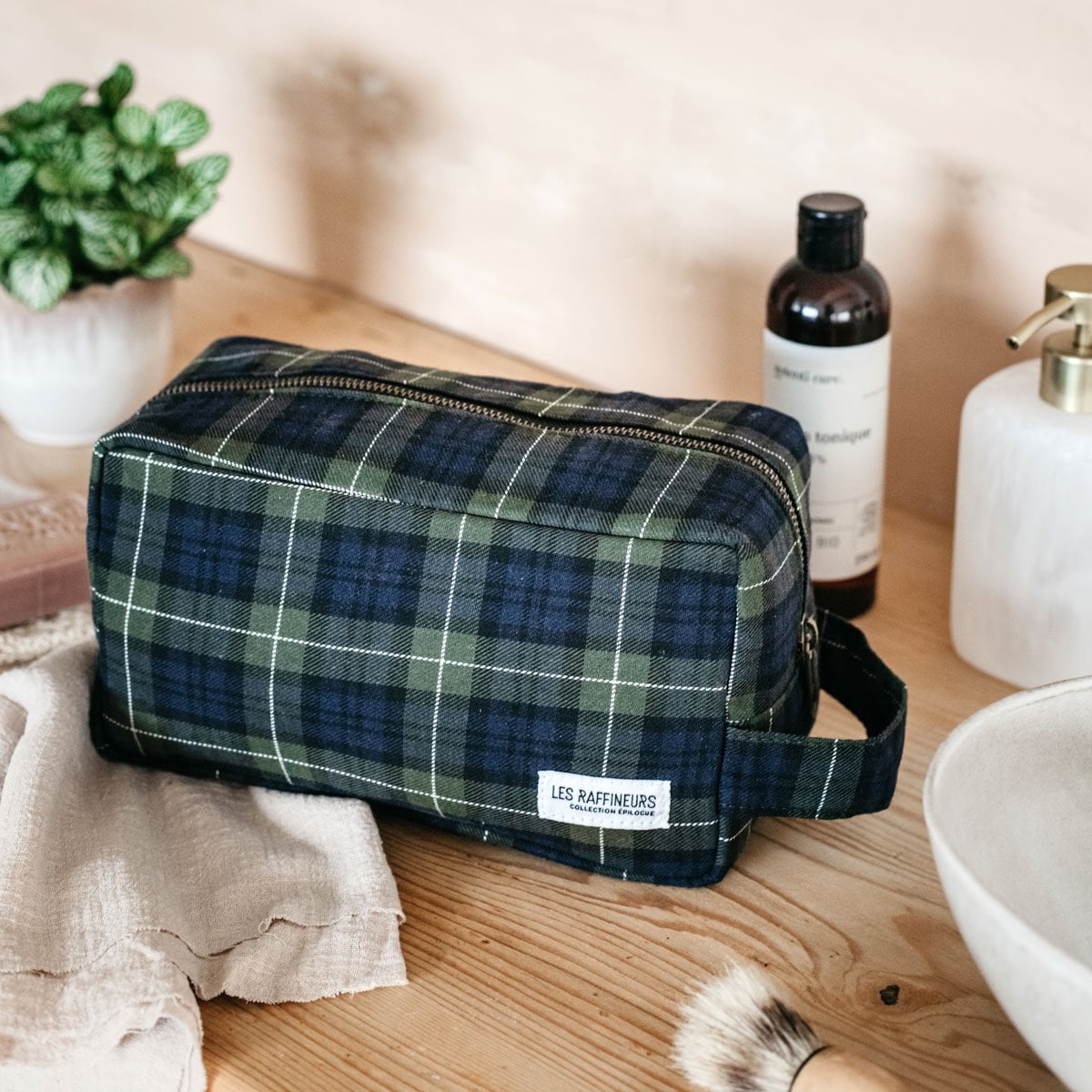 Trousse de toilette en coton - Tartan - 1