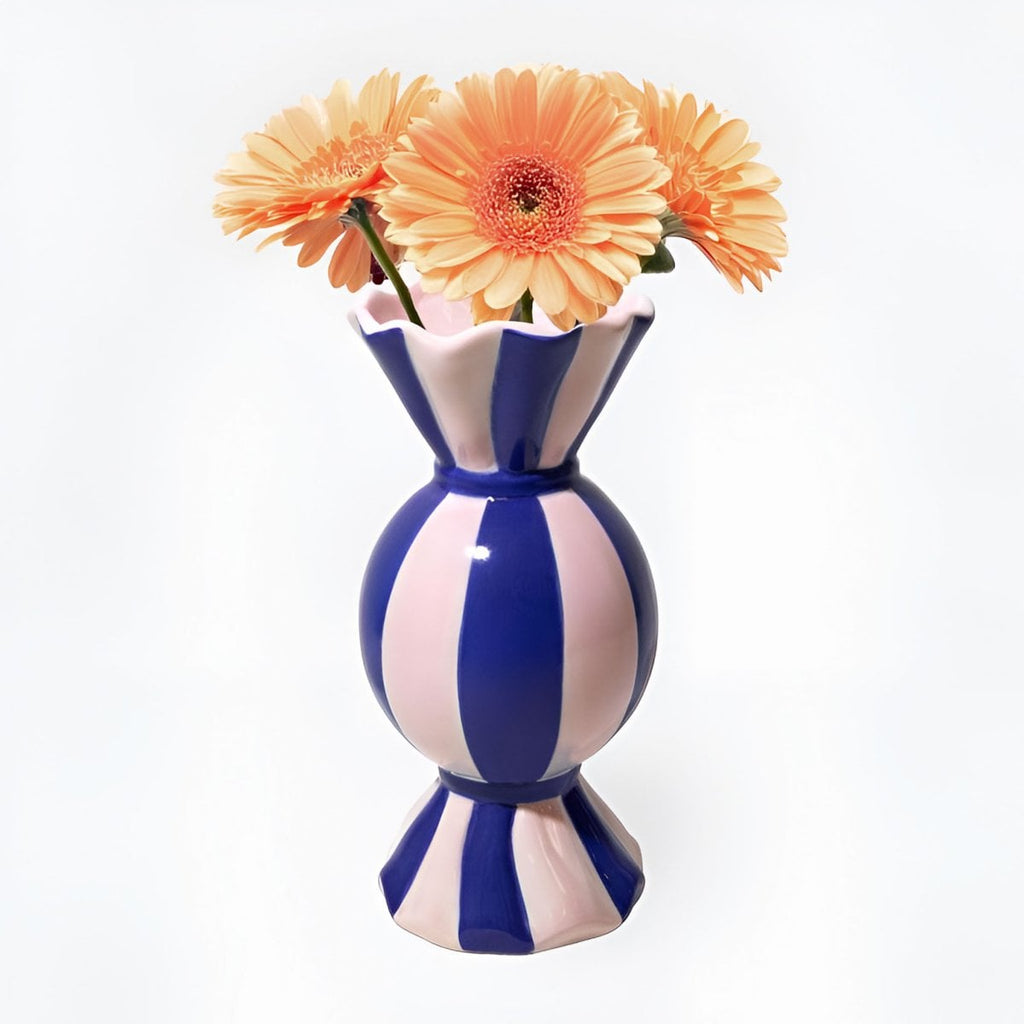 Vase bonbon rayé bleu - 2