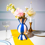Vase bonbon rayé bleu - 1